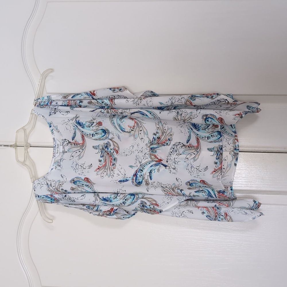 White House Black Market Blue and Exposed Shoulder kimono  Blouse